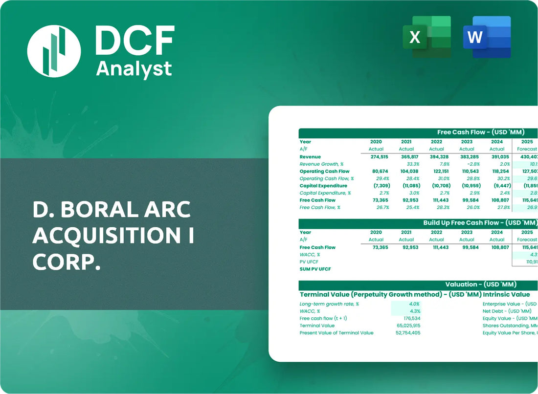 (BCAR) D. Boral ARC Acquisition I Corp. Discounted Cash Flow Financial Model