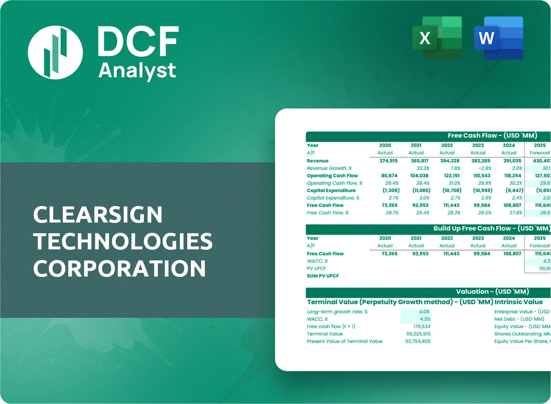 (CLIR) ClearSign Technologies Corporation Discounted Cash Flow Financial Model