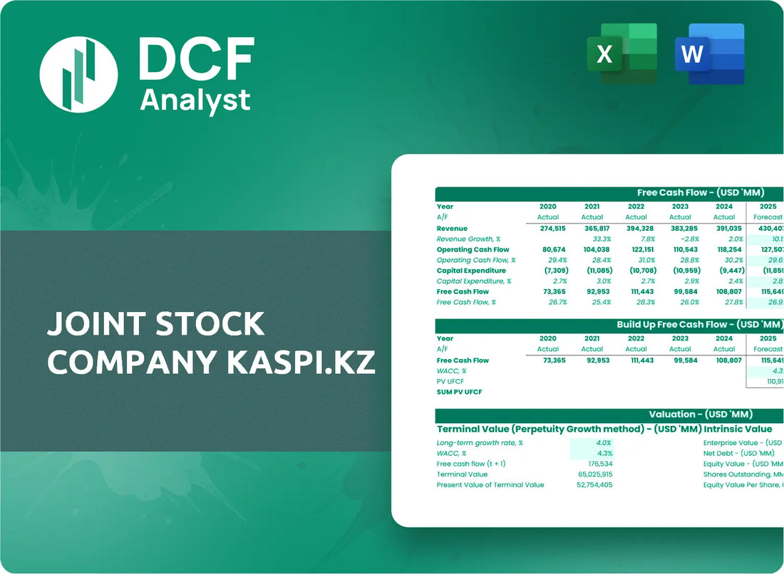 (KSPI) Joint Stock Company Kaspi.kz Discounted Cash Flow Financial Model
