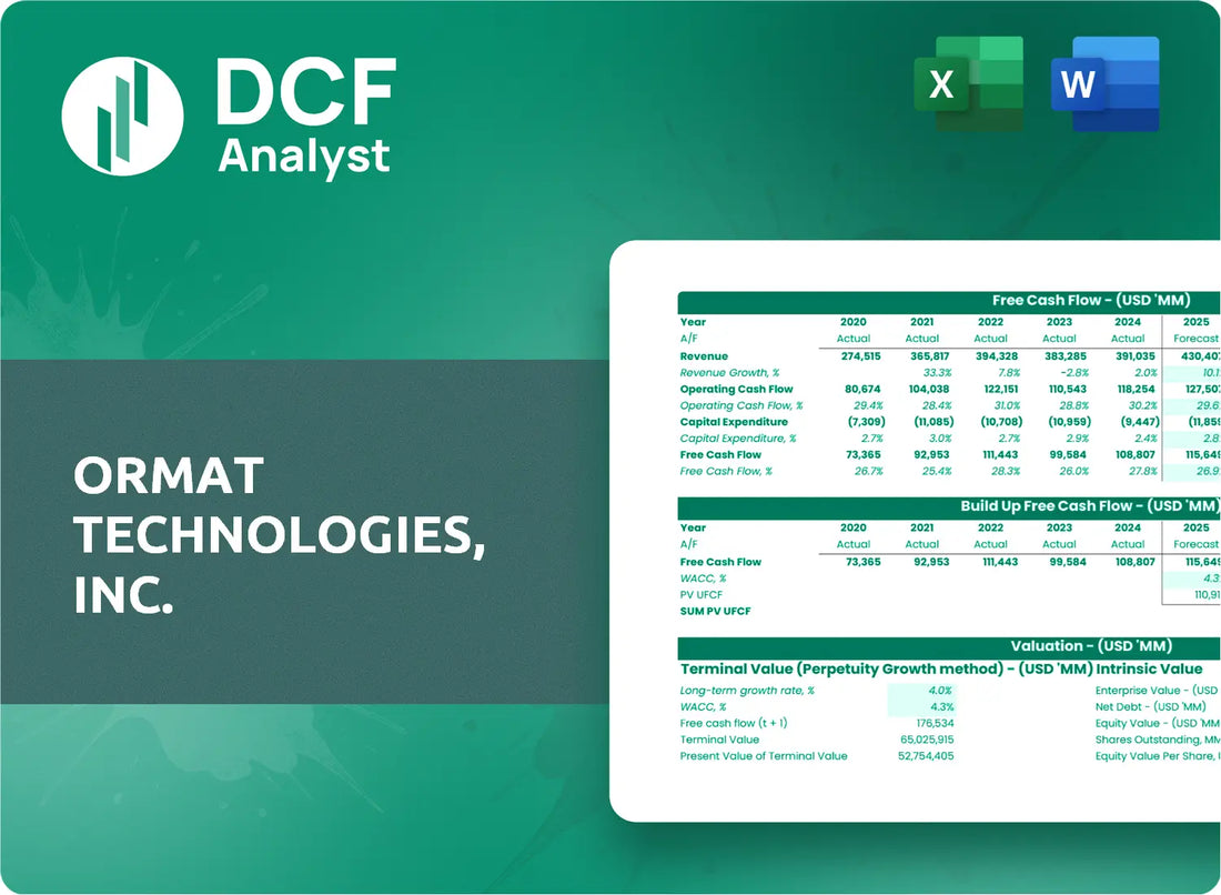 (ORA) Ormat Technologies, Inc. Discounted Cash Flow Financial Model