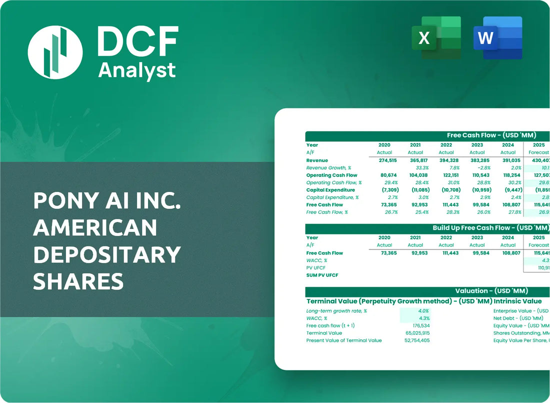 (PONY) Pony AI Inc. American Depositary Shares Discounted Cash Flow Financial Model