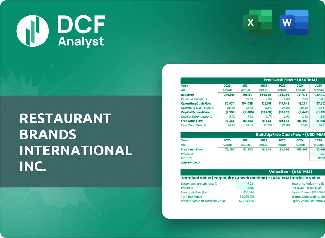 (QSR) Restaurant Brands International Inc. Discounted Cash Flow Financial Model