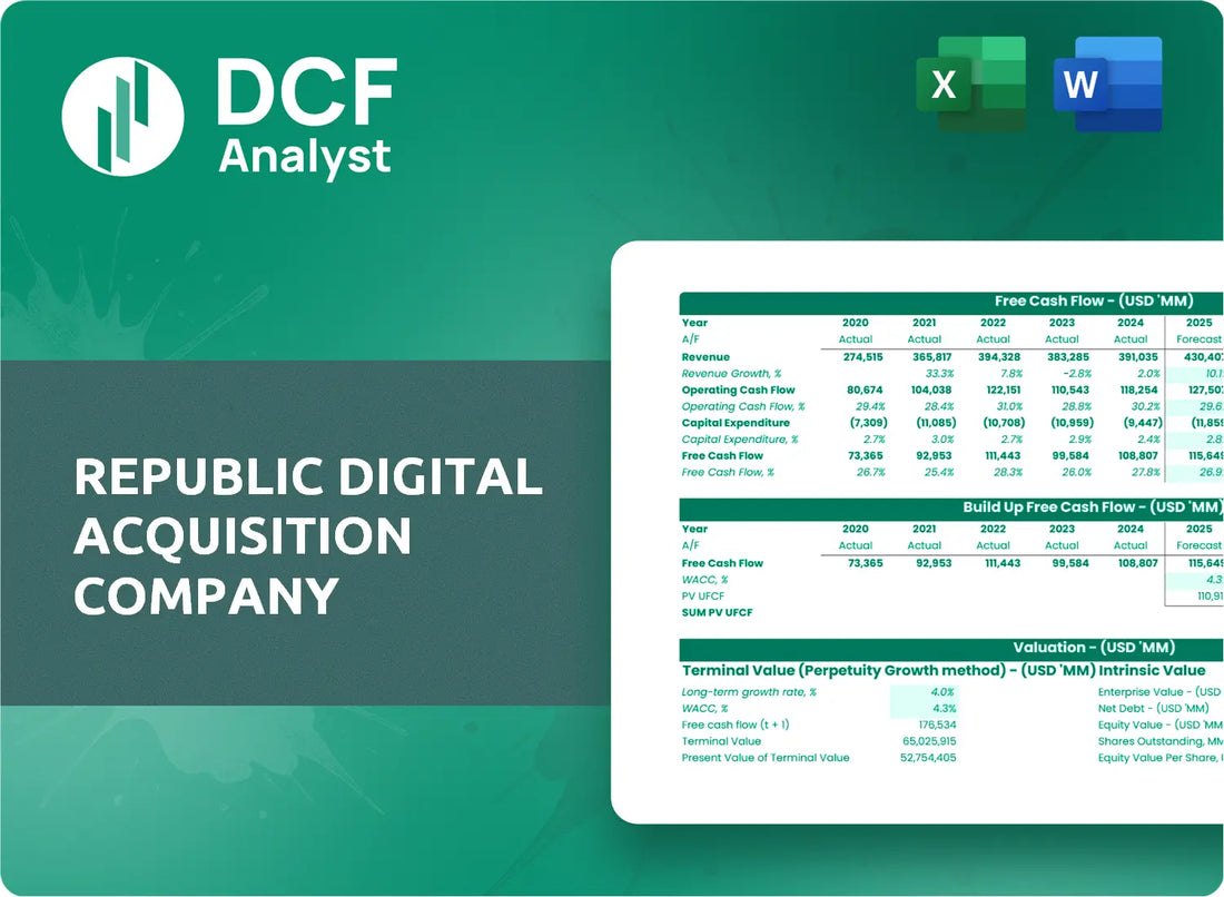 (RDAG) Republic Digital Acquisition Company Discounted Cash Flow Financial Model