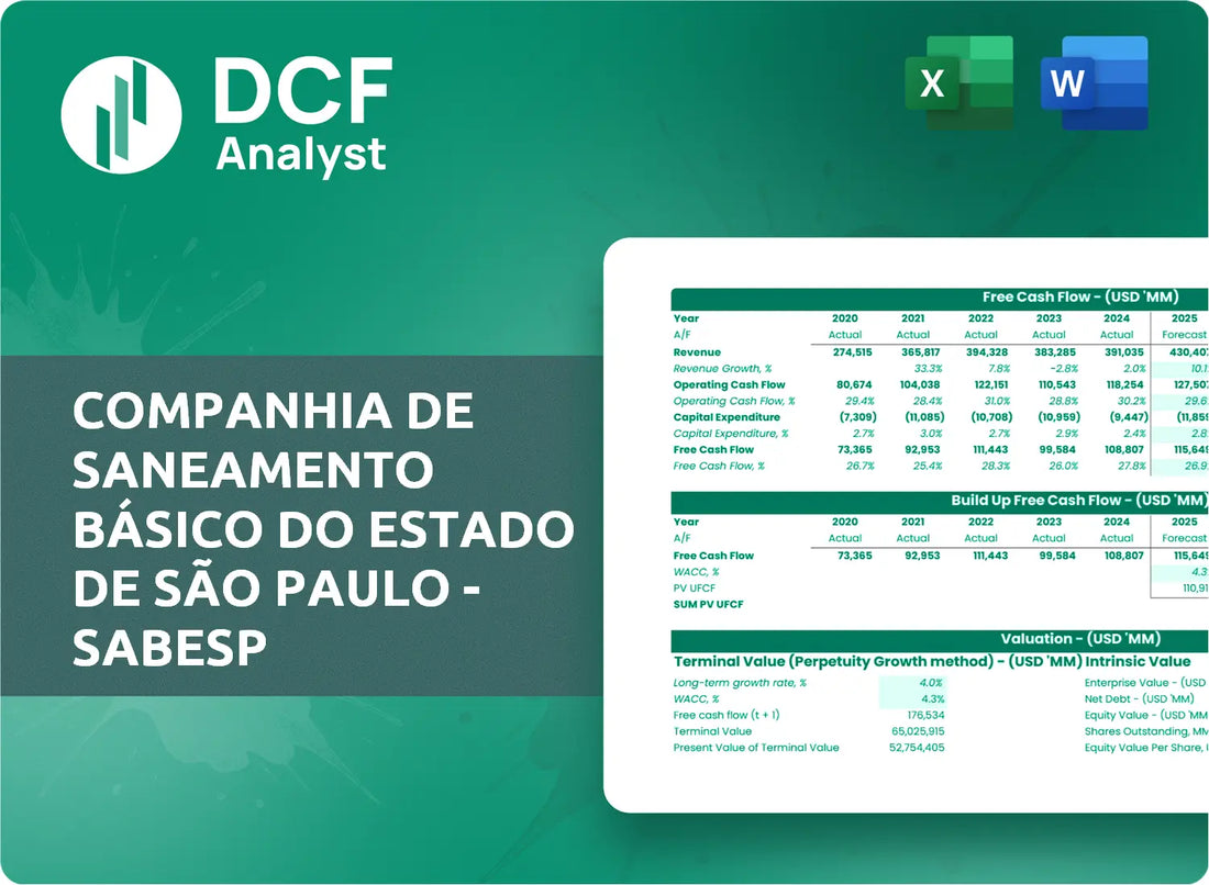 (SBS) Companhia de Saneamento Básico do Estado de São Paulo - SABESP Discounted Cash Flow Financial Model